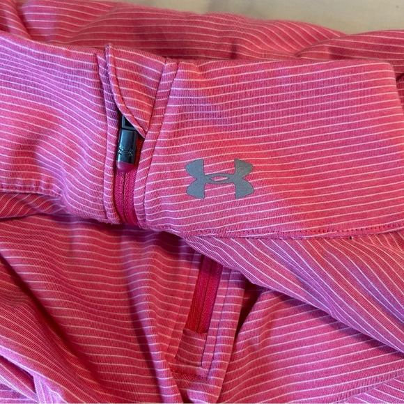 Under Armour RUN Half Zip Lightweight Pullover Women S Pink White Stripe Workout - Picture 5 of 10